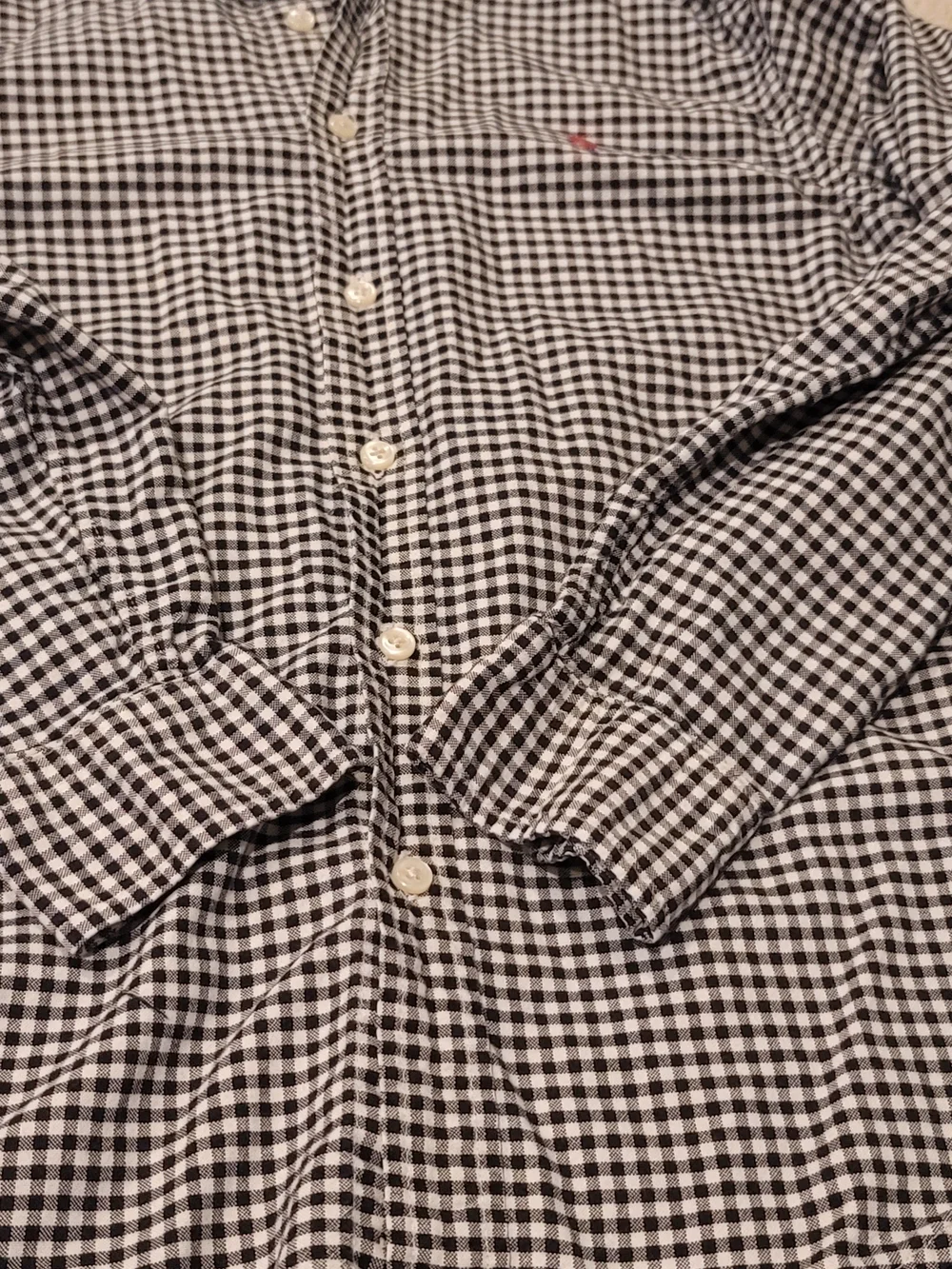 RALPH LAUREN Gingham Check Black White Button Down Shirt Boys Size L